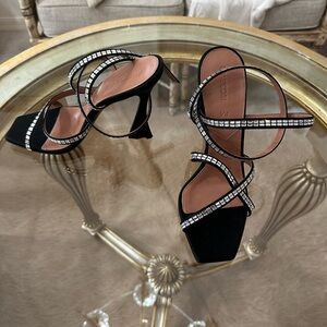 NEVER WORN- Carre Embellished Satin Strappy Sandals